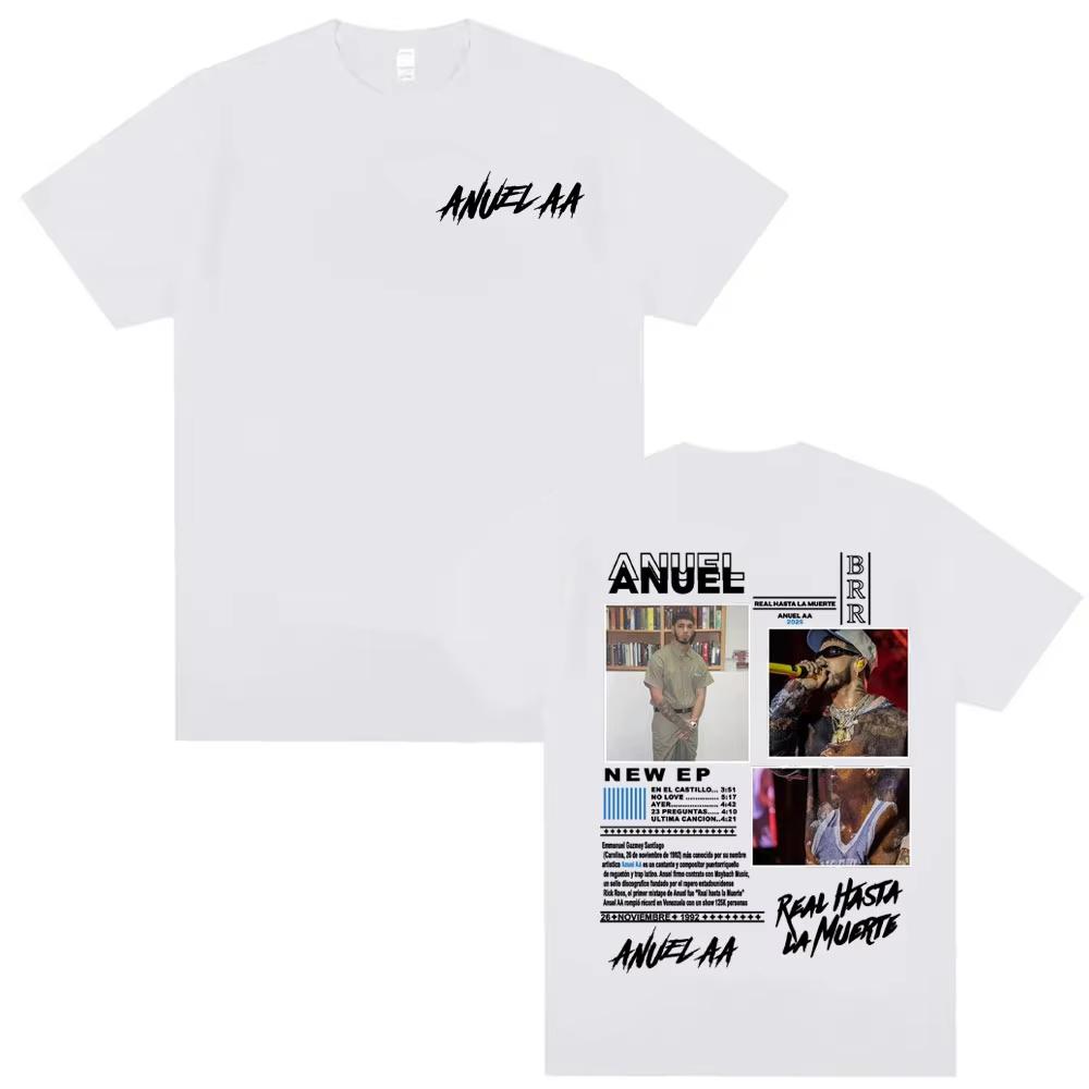 Rapper Anuel AA Real Hasta La Muerte Album Graphic 100cotton Tshirt Unisex Oversized Fashion Hip Hop Oneck Casual Retro shirts