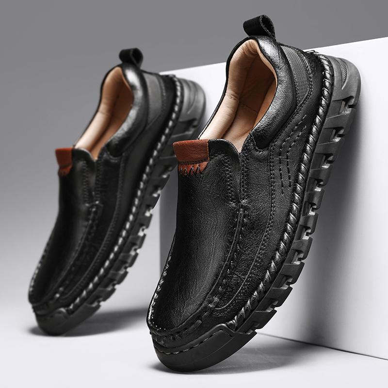 Retro Mokasyny Prawdziwa Skóra Klasyczne Buty Szycie Wygodne Męskie Wsuwane Klub Impreza Oddychające Mokasyny Buty