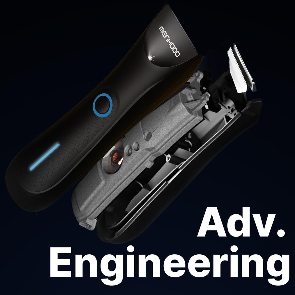 Menhood Grooming Trimmer Mini | Rasatura delle parti intime del corpo per uomo | Ricaricabile | Senza fili | Impermeabile | Torcia LED | Fino a 90 minuti di autonomia | Protettivo per la pelle