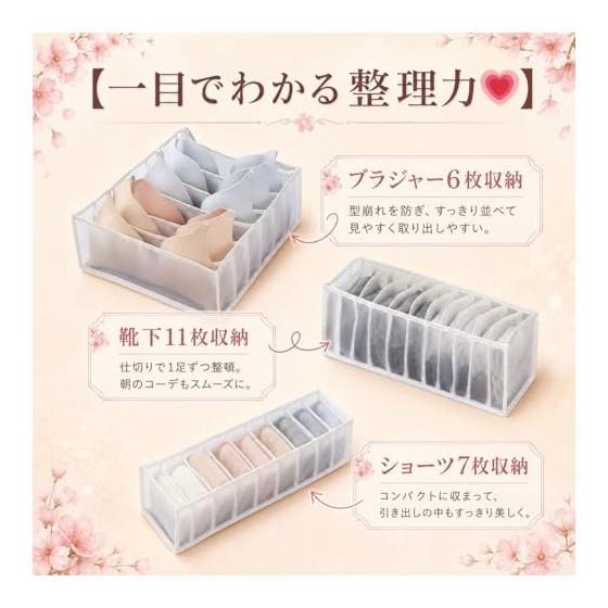 Underwear Storage, Underwear Storage Case, Underwear Storage Box, Accessory Storage, 9-piece Set (white)