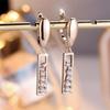Cute Female White Zircon Stone Hoop Earrings Luxury Gold Color Wedding  For Women