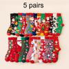 5/10 Pairs Women'S Christmas Socks - Festive Santa, Reindeer, Snowman, Candy Canes - Warm Mid-Calf Holiday Stockings