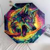 Roaring Wolf  Pattern, Automatic Folding Umbrella, Portable and Foldable Design, 8 Ribs, a Christmas or Birthday Gift.