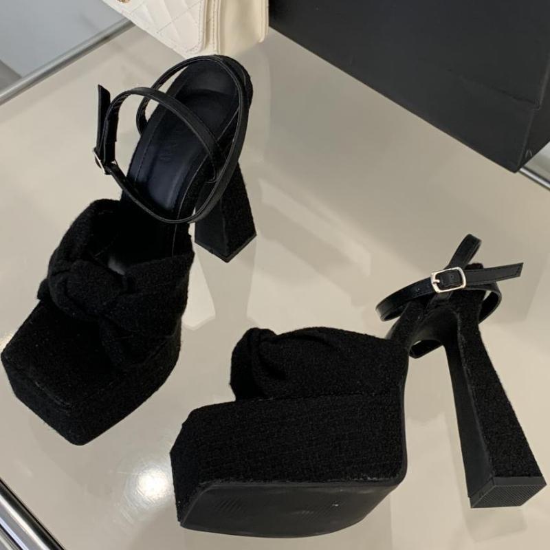 Fashion Luxury Retro Woven Bow High Heels Ankle Strap Waterproof Platform Super High Heel Women Sandals Fashion Comfortable Slide Sandal