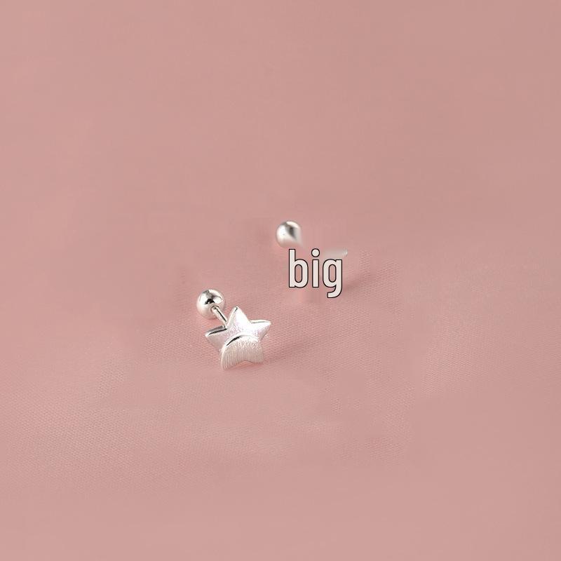 Elegant Frosted Star Screw Stud Earrings for Women - Sweet, Fashionable, Versatile, High-End Design