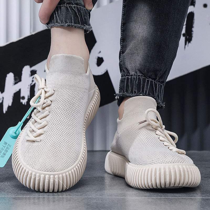 Mesh deodorant non-slip fly-woven new men's shoes spring and autumn soft sole breathable thin sports and leisure shoes men's cloth shoes