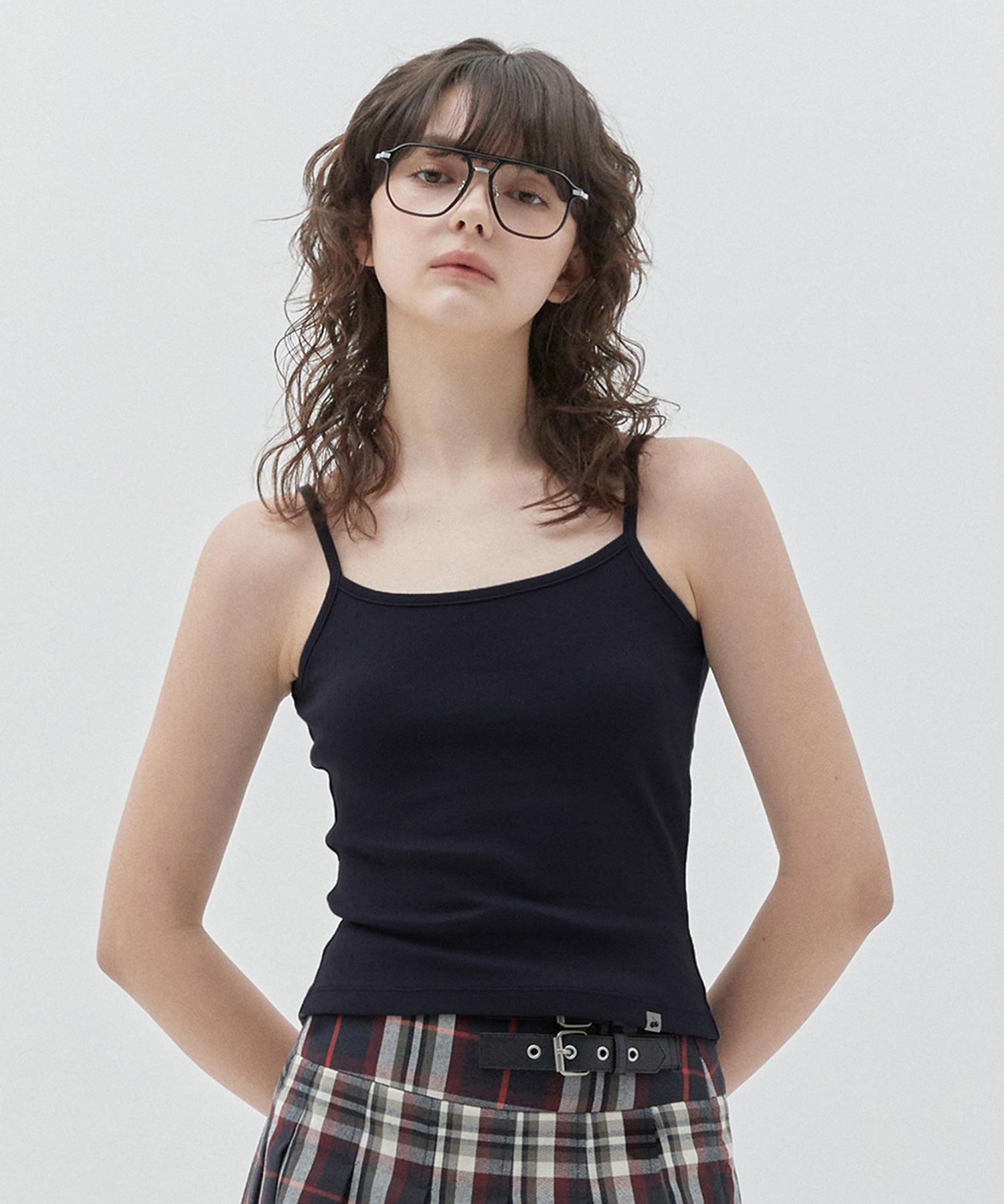 Kirsh Plain Cherry Semi-Crop Sleeveless [Dark Navy] 1