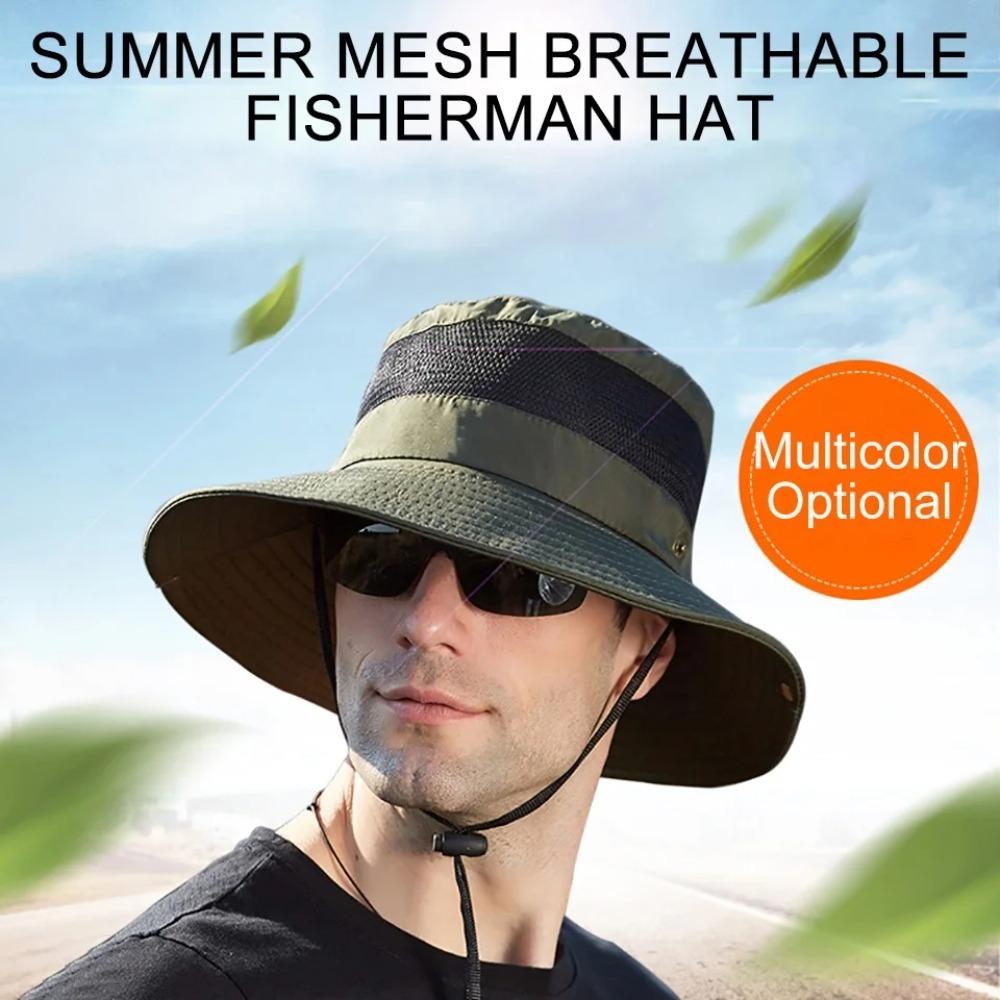 Men'S Fishing Hat Summer Uv Protection Sun Hat With Neck Face Flap Large Brim Shawl Fisherman Cap For Outdoor Hiking Camping