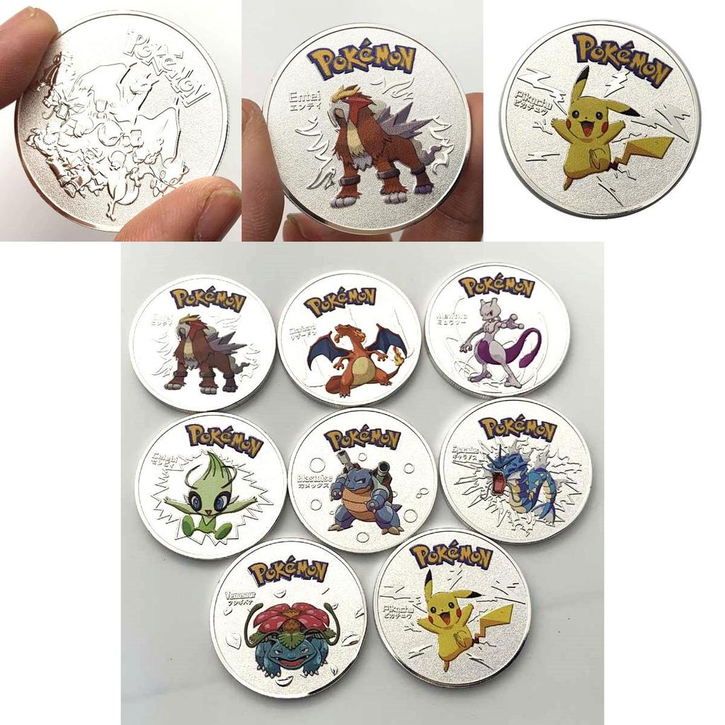 Krásná a vynikající kolekce mincí Pokémon s Pikachu, Gyaradosem, Enteiem, Mewtwoem a Celebi