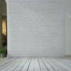 White Brick Wall with Wooden Floor Photography Backdrop Vinyl Photo Background Cloth Photo Studio Photography Props