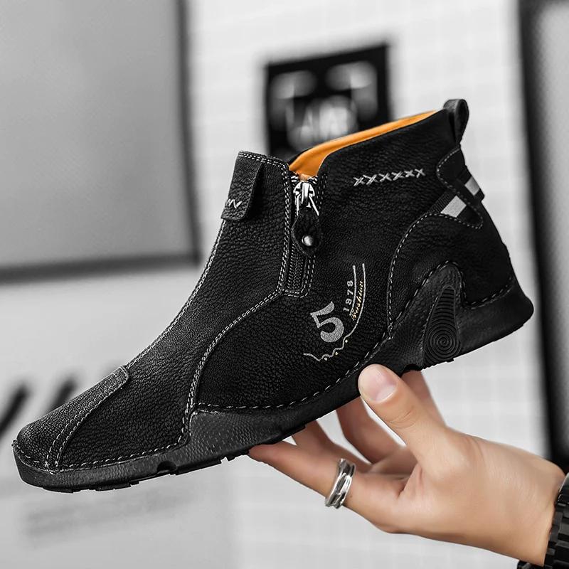 Winter Chelsea Men's Boots Suede Ankle Boot Men British Style Leather Mens Fashion Man Male Wedding Boots