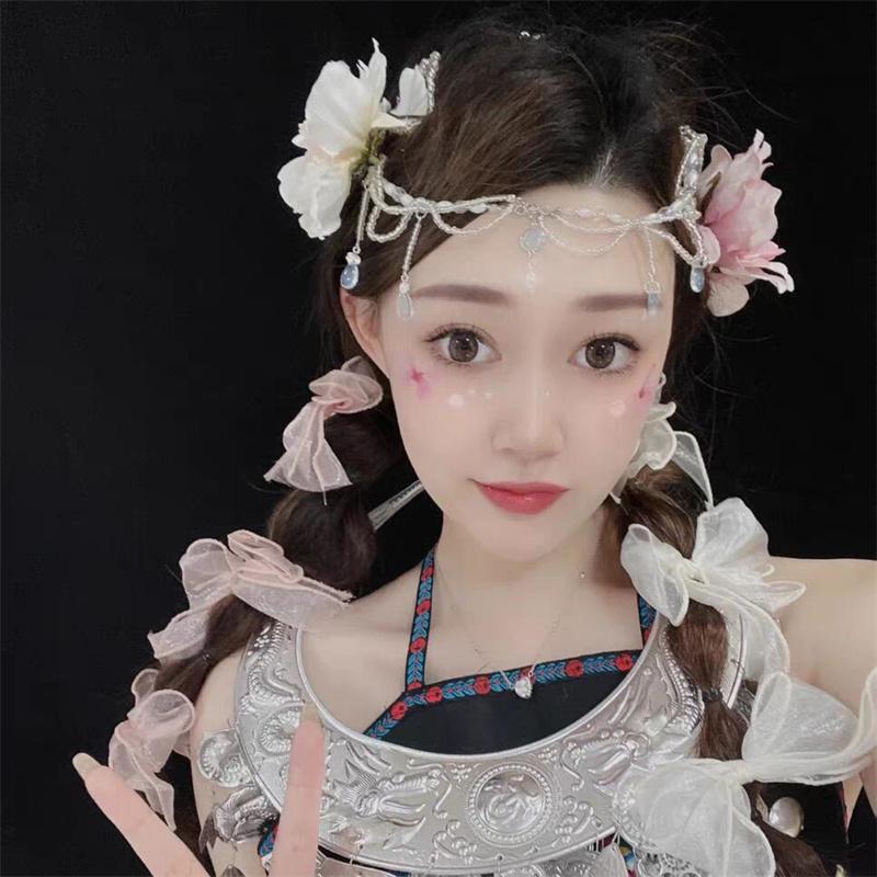 Frunte Dance Sprâncene Pandantiv Coiffă stil antic Acoperă Fața Perdele Lanț pentru frunte Picătură de apă Ornament pentru păr Colier cu lanț pentru cap