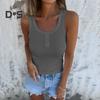 Women Vest U-Neck Sleeveless Button Down Camisole Blouse Slim Fit Basic Tank Tops Beach Office Party Wear