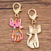 8pcs Colorful Alloy Metal Drop Oil Printing Cat Charm Animal Lobster Buckle Kit Pendant For Enamel DIY Jewelry Accessories