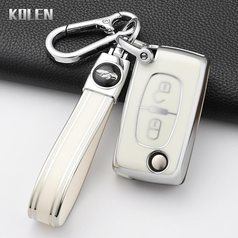 Mode Auto Schlüsselhülle Abdeckung Für Citroen C2 C3 C4 C5 C6 Xsara Berlingo Für Peugeot 207 307 308 407 607 807 Geschützter Schlüsselanhänger Fob