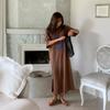 New Arrivals Open Run Women Loose FiT Color Block LeTTering T shirT Long Dress