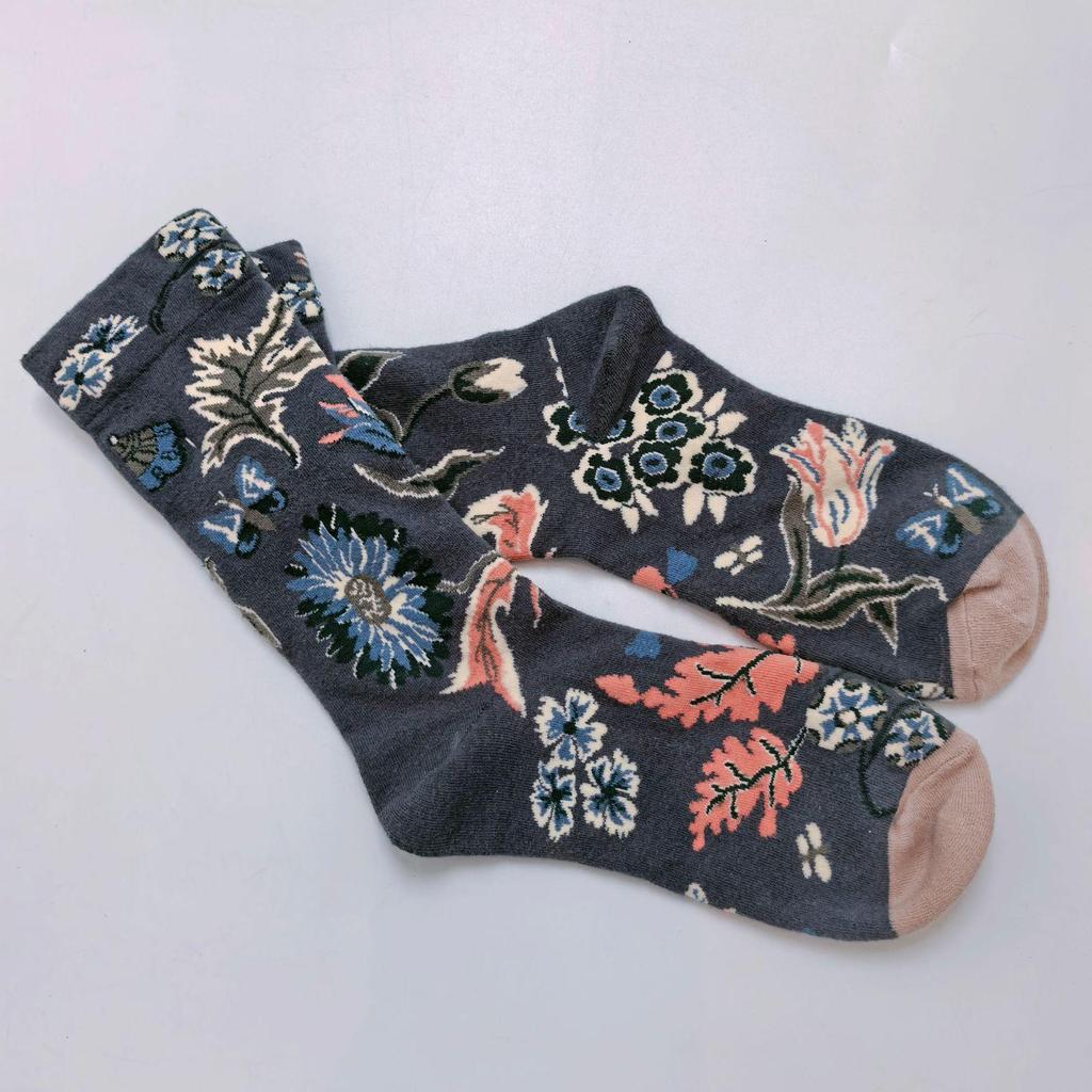 French Bonne Maison Retro Mid-Calf Socks in Maillard Color Scheme - Trendy Cotton Fashion Socks