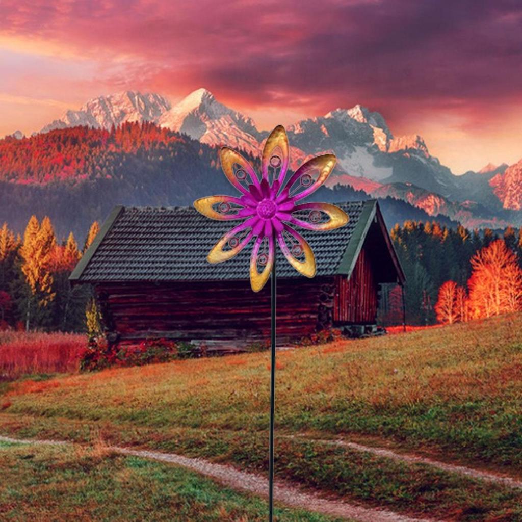 Garden Wind Spinner Yard Windmill Landscape Kinetic Sculpture Metal for Flower Bed