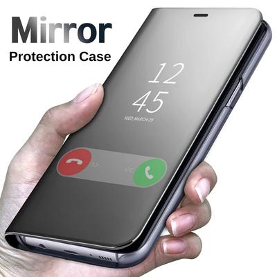 For Samsung Galaxy A14 4G A34 A54 5G Case Mirror Protective Cover Samung A 14 34 54 Smart View Leather Magnetic Book Stand Coque