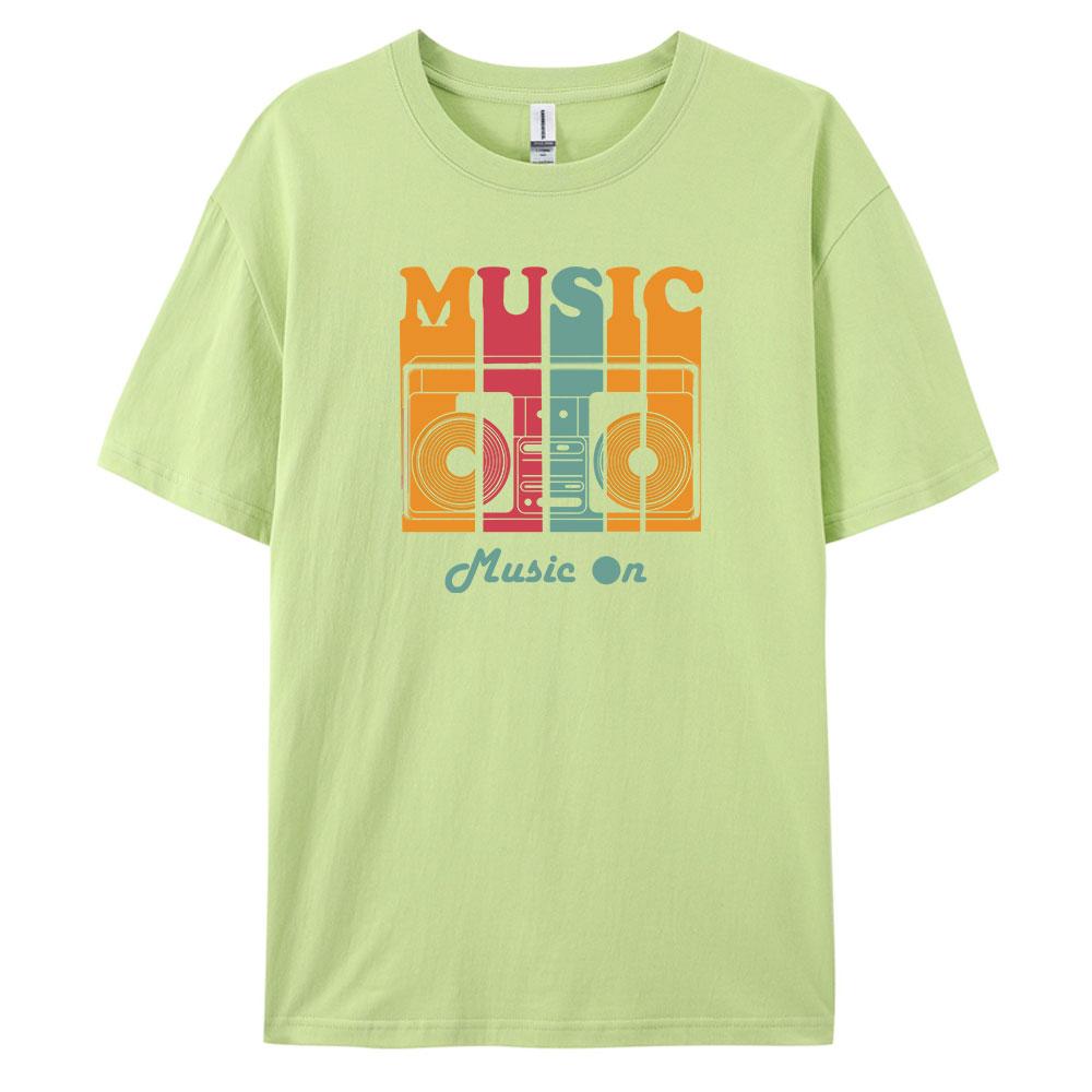 Music Mens Casual Shortsleeved Tshirt with 100 Cotton Fashion print Tees oversize