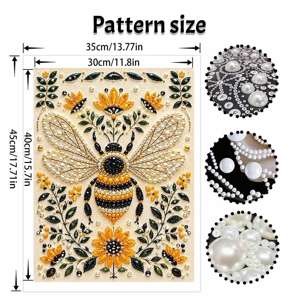 DIY Pearl and Diamond Painting Kit Bumblebee Flower. suitable for beginners. home wall decoration. handmade gift.