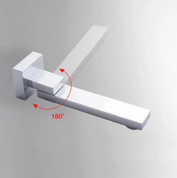 Solid Bass Wall Outlet Wall Mounted Shower Spout Bath Tub Shower Mixer Faucet Spout Filler 180 degree Folding