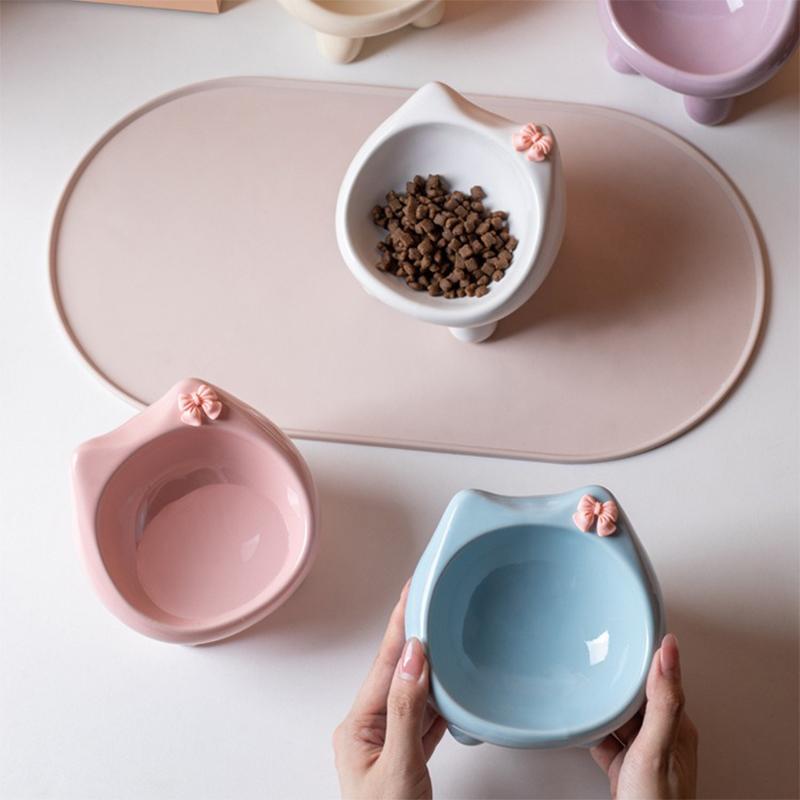 Cute Ceramic Pet Bowl Elevated Cat Bowl Protects Cervical Vertebrae Pet Supplies