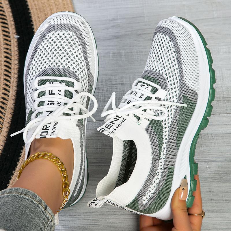 Spring and Autumn New Women's Shoes Sneakers Flying Woven Mesh Shoes Shallow Mouth Lightweight Casual Shoes Comfortable Versatile Single Shoes