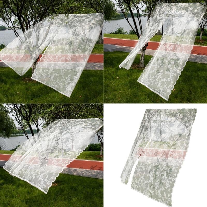 Elegant Rose Lace Curtains 63 Inches Long Florals Embroidery Window Panels for Bedroom Light Filtering Privacy