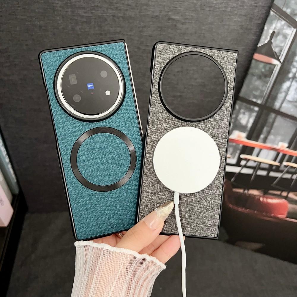 Für VIVO X Fold 5 Hülle Luxus PU-Stoff Magnetisch Kabelloses Laden Schutzhülle Rückseite für VIVO X Fold5 Handyhülle