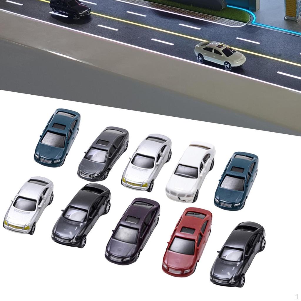 10x Mini Scale Model Cars 1: 75 Compact Sturdy Lightweight Diorama Miniature Vehicles for Parking
