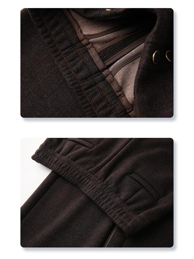 Women's High-Waist Khaki Wool Blend Flared Pants - 2024 Autumn/Winter Style