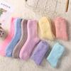Women Socks Autumn Winter Warm Lady Socks Soft Coral Velvet Plush Thicken Floor Bed Sock Solid Color