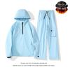 New Couple's Water-Repellent Hooded Ski Jacket & Pants Set - Fleece-Lined for Winter