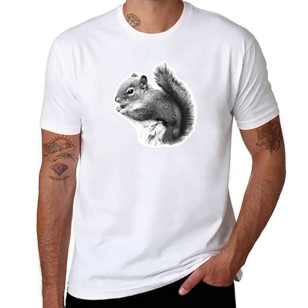 Cute Squirrel Munching TShirt Breathable Mesh Panel TShirt