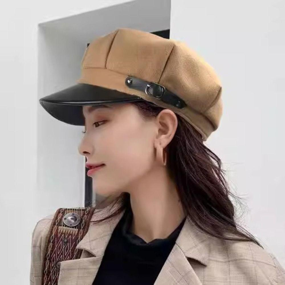 Keep Warm Women Octagonal Cap Korean Style Winter Painter Hat Retro Woolen Beret Ladies