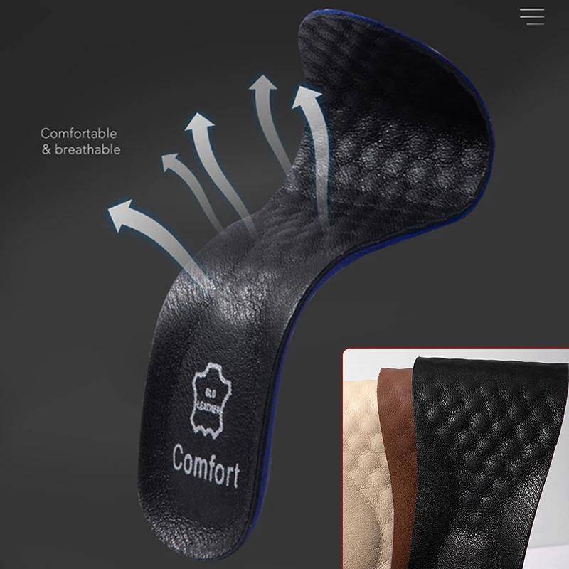 Cowhide Insoles Men Women Genuine Leather Shoe Sole Pad Deodorization Shock Absorption Running Insert Sweat Breathable Cushion