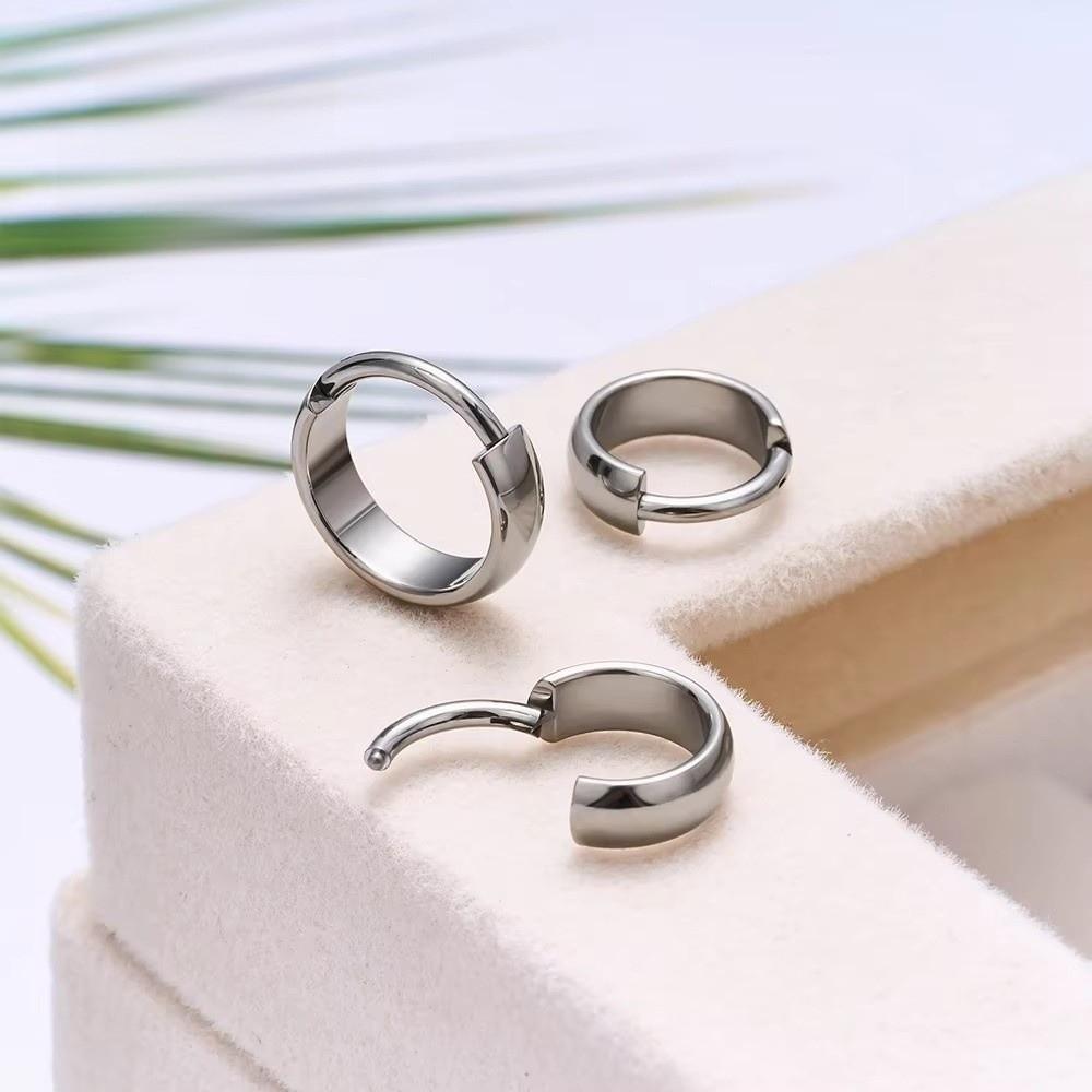 8/10mm Titanium Hoop Earring Silver Earlobe Piercing Jewelry Punk Cartilage Circle Earring Daily