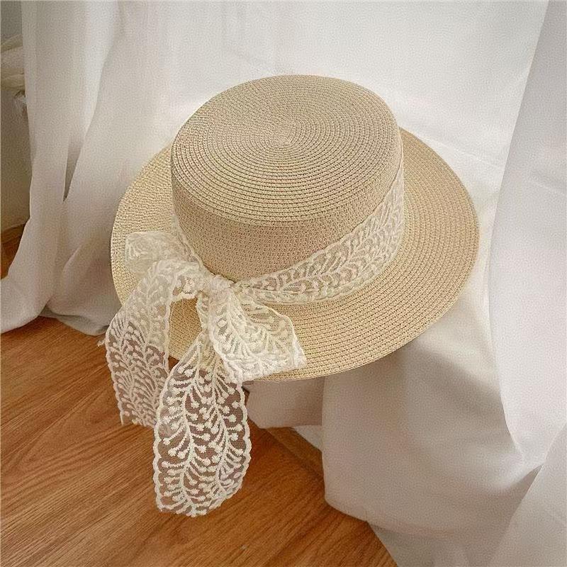 Bow Big Brim Sunshade Straw Hat Women's Summer Outdoor Sunscreen Vacation Beach Hat Seaside Versatile Hat