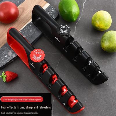 Afilador de Cuchillos Ajustable de Cuatro Etapas con Acero de Tungsteno y Piedra de Afilar de Diamante