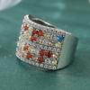 Luxury Inlaid Multicolored CZ Women's Ring Sparkling CopperColor Geometry Daily Wear Party Jewelry Anniversary Gift