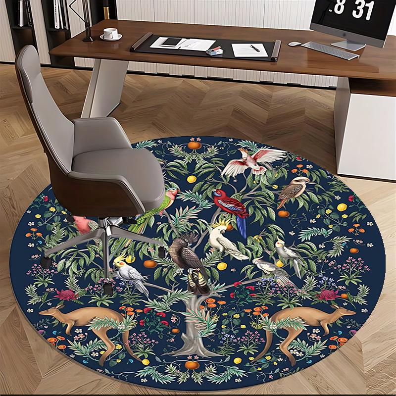 Birds of Paradise,Floral Nature Scene Chair mat Round Rug Office carpet, Non slip, Suitable for Living Rooms, Bedrooms decor.1205231a