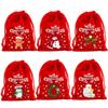 12/24pcs Christmas Lint Gift Bags Drawstring Pouch Party Return a Salute Gift Packing Bag Xmas Party Supplies Gift Favor Navidad