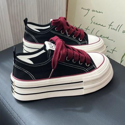 Platformowe buty płócienne jesienne oddychające nowe styl hongkoński retro buty na desce wszechstronne niszowe rekreacyjne wysoka wartość dojazdy do pracy