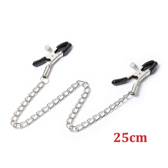 Metal Nipple Clamps with Chain Clips Flirting Teasing Sex Flirt Bondage Slave Bdsm Nipples Stimulation Fetish for Men Women Gay