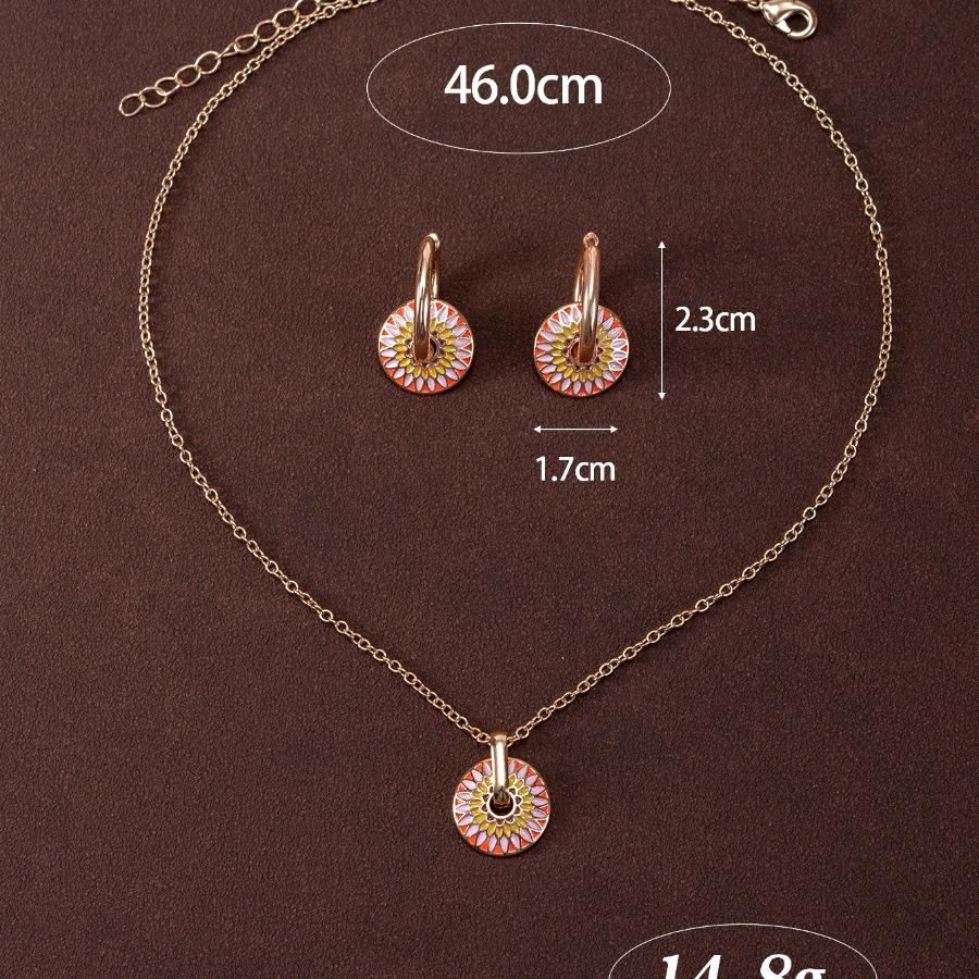 Drip oil color matching pattern design trendy exquisite jewelry set