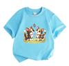 Kids Boys Girls 100% Cotton Crew Neck Short Sleeve T-Shirt, Cute Calico Cat Print with Butterfly Floral Pattern Casual Soft Breathable Summer Tops for