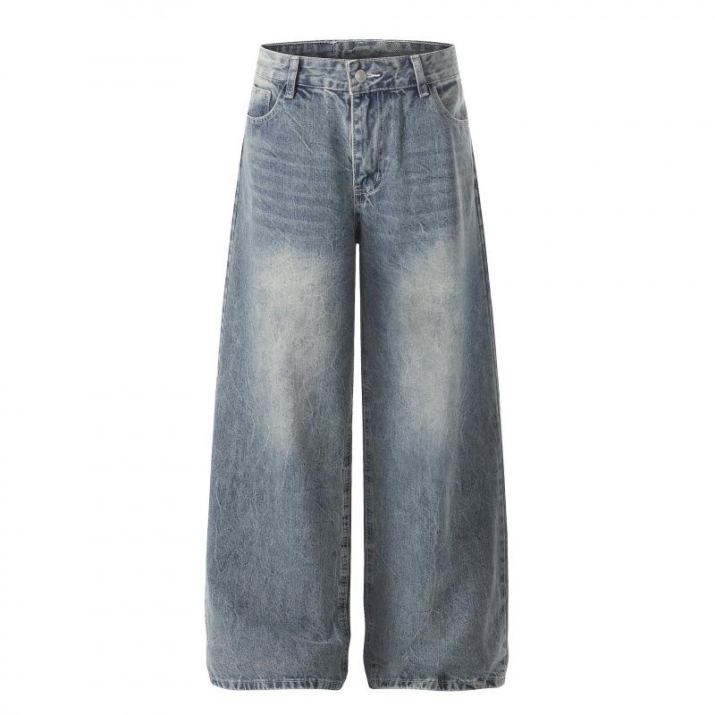 EON Spring 26 New Retro American Street Style Washed Denim Pants L светло-синий