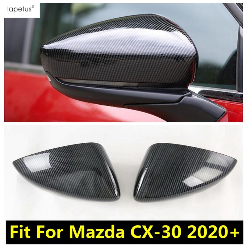 For Mazda CX30 CX-30  - 2025 Car Rearview Mirror Side Wing Cap Decoration Cover Trim Carbon Fiber Exterior Accessories