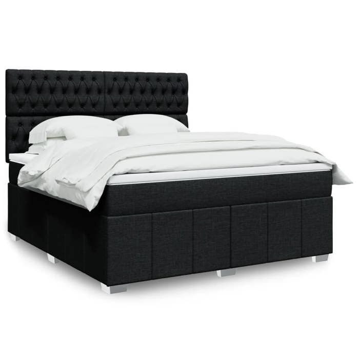 VidaXL Bed Slat Base with Mattress Black 180x200 Cm Fabric, Bed, Platform Bed, Panel Bed, Bedroom Furniture 3294056